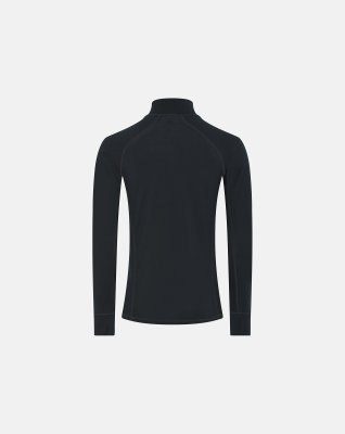 Langærmet t-shirt "half zip" | 100%  merino uld | Sort -Dovre