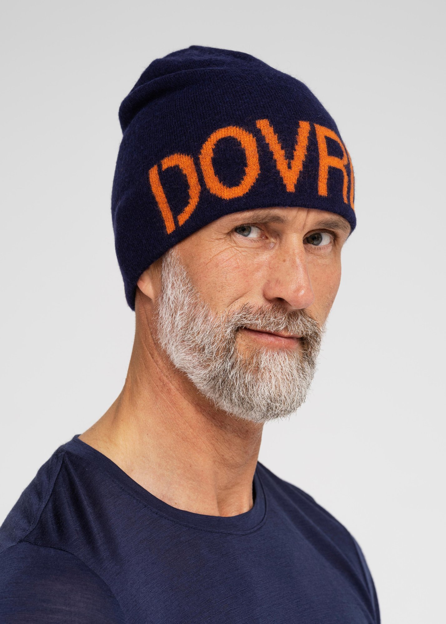 Beanie | 100% uld | Navy/orange -Dovre Beanie | 100% uld | Navy/orange -Dovre