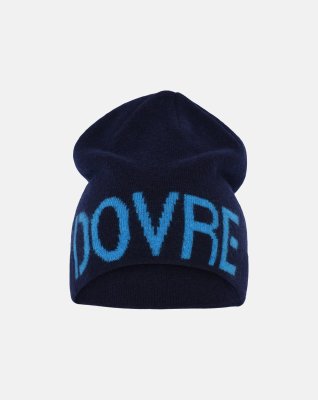 Beanie, 100% uld, Navy/lys blå