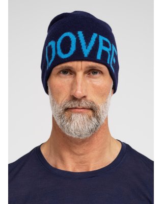 Beanie, 100% uld, Navy/lys blå
