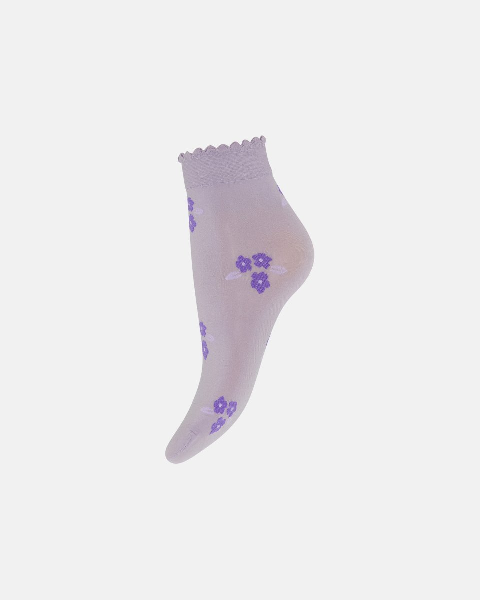 Hype the Detail Ankelstrømper "Flowers" | 50 denier | Lilla - OSIZE
