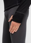 Langærmet t-shirt "half zip", 100% merino uld, Sort/grå
