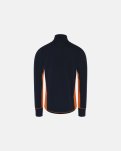 Langærmet t-shirt "full zip", 100% merino uld, Navy/orange