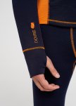 Langærmet t-shirt "full zip", 100% merino uld, Navy/orange