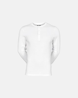 Langærmet t-shirt "grandad" | 100% bomuld | Hvid -JBS