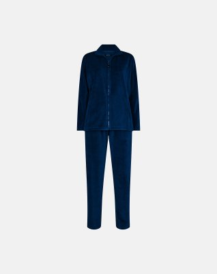 Pyjamas sæt i velour, Bomuld, Navy