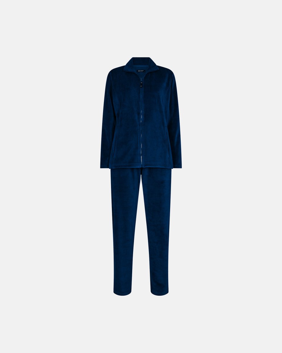 Decoy Pyjamas sæt i velour | Bomuld | Navy - S