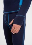 Langærmet t-shirt "half zip" | 100% merino uld | Navy/blå -Dovre
