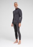 Langærmet t-shirt "half zip" | 100% merino uld | Grå -Dovre