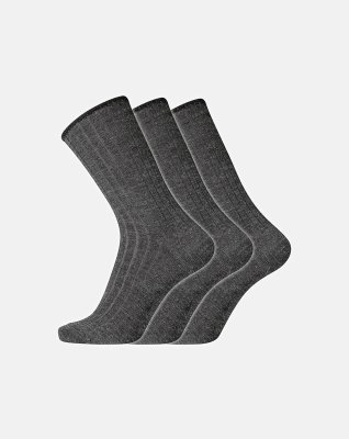 Strømper "no elastic" 3-pak | Uld | Mørk grå -Dovre