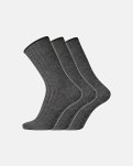 Strømper "no elastic" 3-pak, Uld, Mørk grå