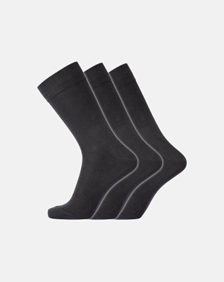 Strømper "no elastic" 3-pak, Bomuld, Sort