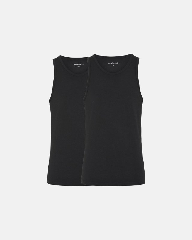 Tanktop (singlet) 2-pak | Bambusviskose | Sort