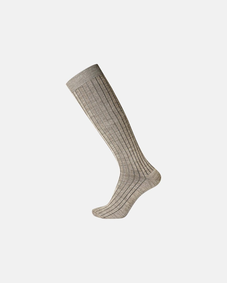 Egtved Knælange strømper "rib" | Uld | Beige - 45-48