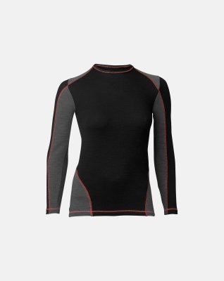 Langærmet t-shirt "dual layer", Uld, Sort
