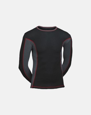 Langærmet t-shirt "dual layer", Uld, Sort