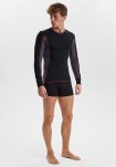 Langærmet t-shirt "dual layer", Uld, Sort