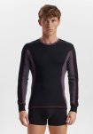 Langærmet t-shirt "dual layer", Uld, Sort