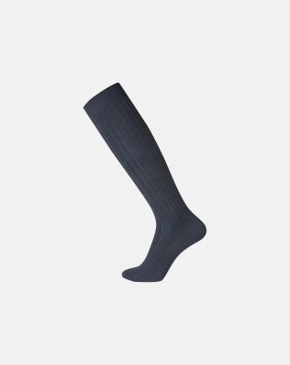 Knælange strømper "rib", Uld, Navy