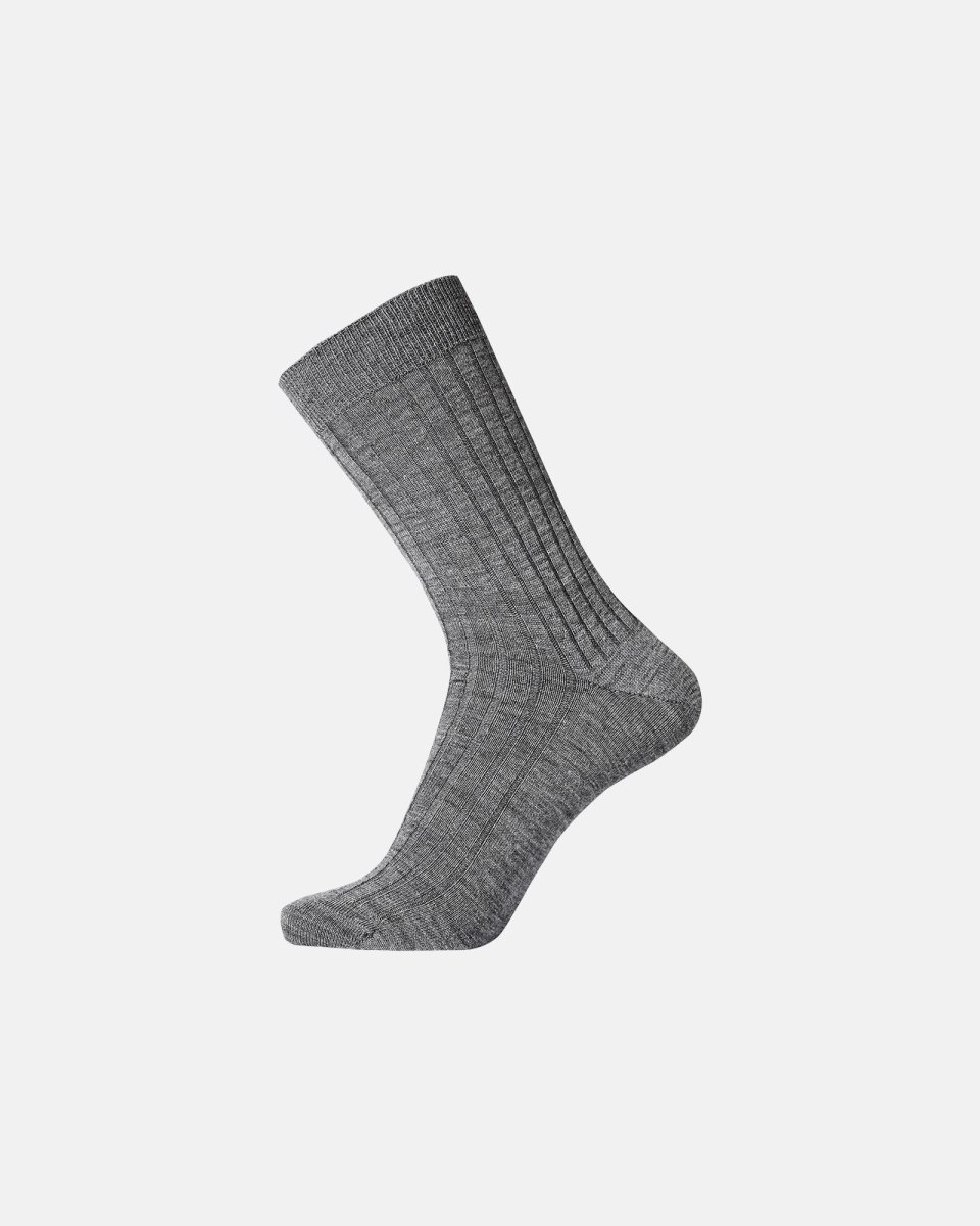 Egtved Strømper "wool rib"| Uld | Lys grå - 45-48