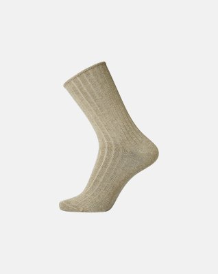 Strømper "no elastic" rib, Bomuld, Brun
