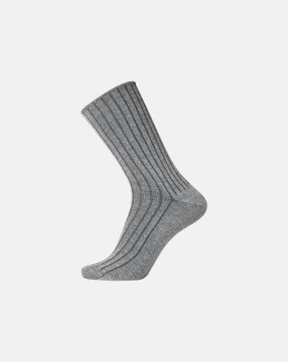 Strømper "no elastic" rib, Bomuld, Grå