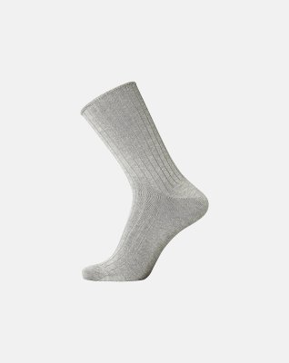 Strømper "no elastic" rib, Bomuld, Lys grå
