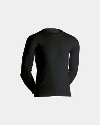 Langærmet t-shirt, 100% merino uld, Sort