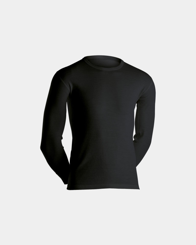 Langærmet t-shirt | 100% merino uld | Sort