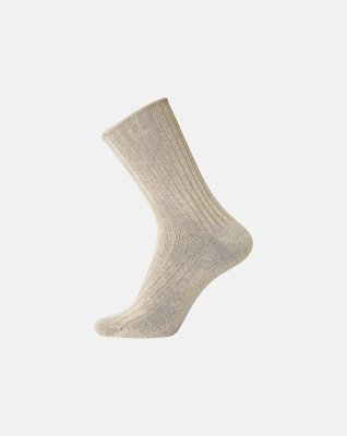 Strømper "no elastic" rib, Bomuld, Sand