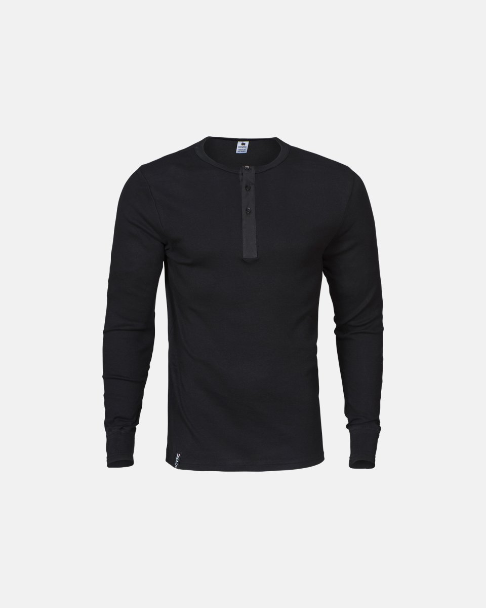 Dovre Langærmet t-shirt "Grandad" | 100% økologisk bomuld | Sort - S