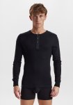 Langærmet t-shirt "Grandad", 100% økologisk bomuld, Sort