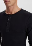 Langærmet t-shirt "Grandad", 100% økologisk bomuld, Sort