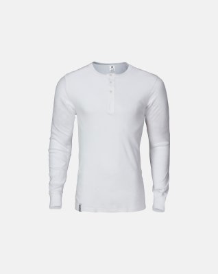 Langærmet t-shirt "Grandad", 100% økologisk bomuld, Hvid