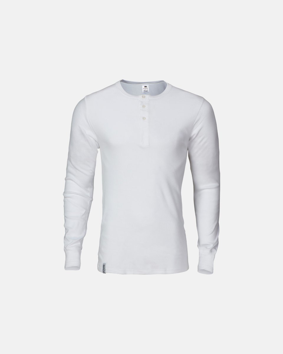 Dovre Langærmet t-shirt "Grandad" | 100% økologisk bomuld | Hvid - S
