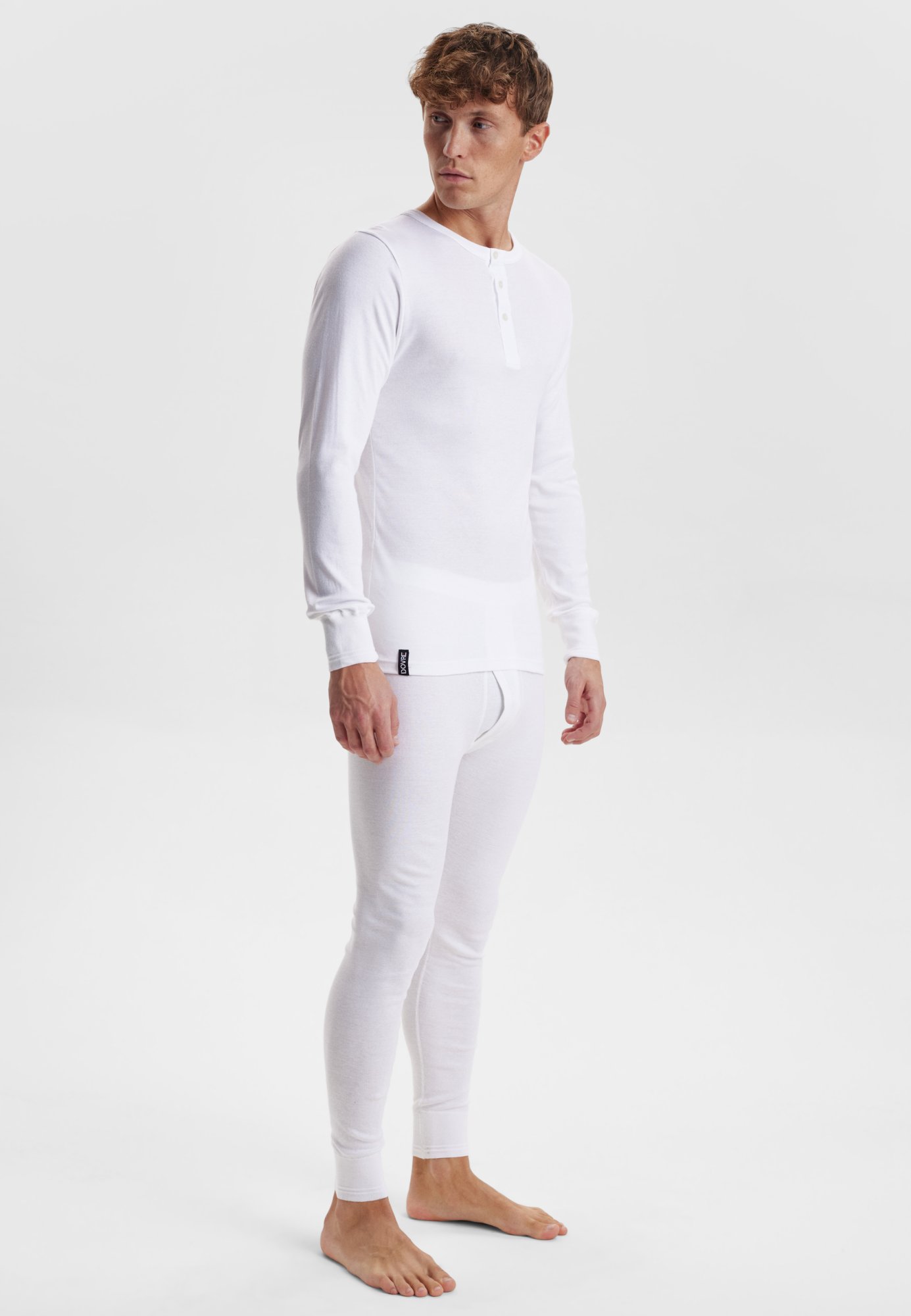 Langærmet t-shirt "Grandad" | 100% økologisk bomuld | Hvid -Dovre Langærmet t-shirt "Grandad" | 100% økologisk bomuld | Hvid -Dovre