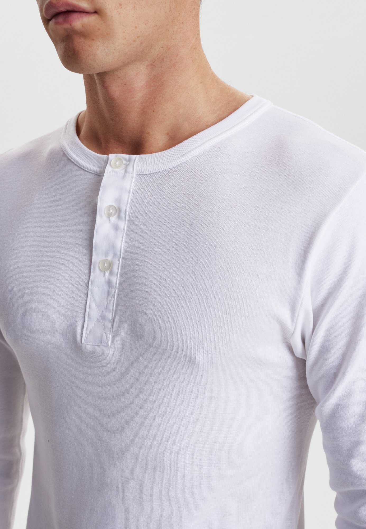 Langærmet t-shirt "Grandad" | 100% økologisk bomuld | Hvid -Dovre Langærmet t-shirt "Grandad" | 100% økologisk bomuld | Hvid -Dovre