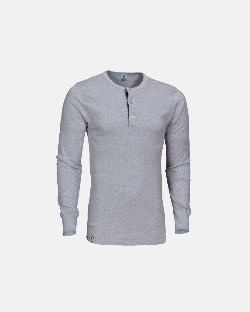 Dovre Langærmet t-shirt "Grandad" | 100% økologisk bomuld | Lys grå - S