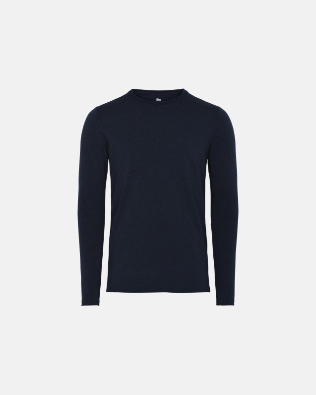 Langærmet t-shirt | 100% merino uld | Navy