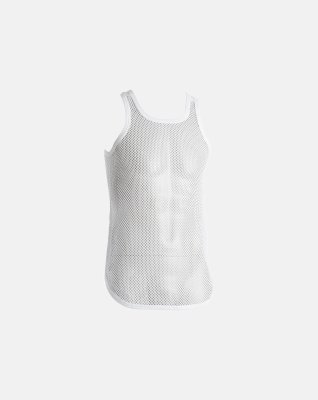 Tanktop (singlet)  "mesh" | 100% økologisk bomuld | Hvid -Dovre