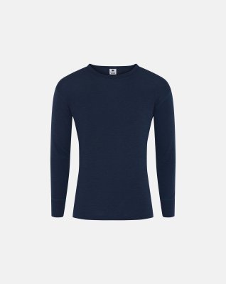 Langærmet t-shirt, 100% merino uld, Navy
