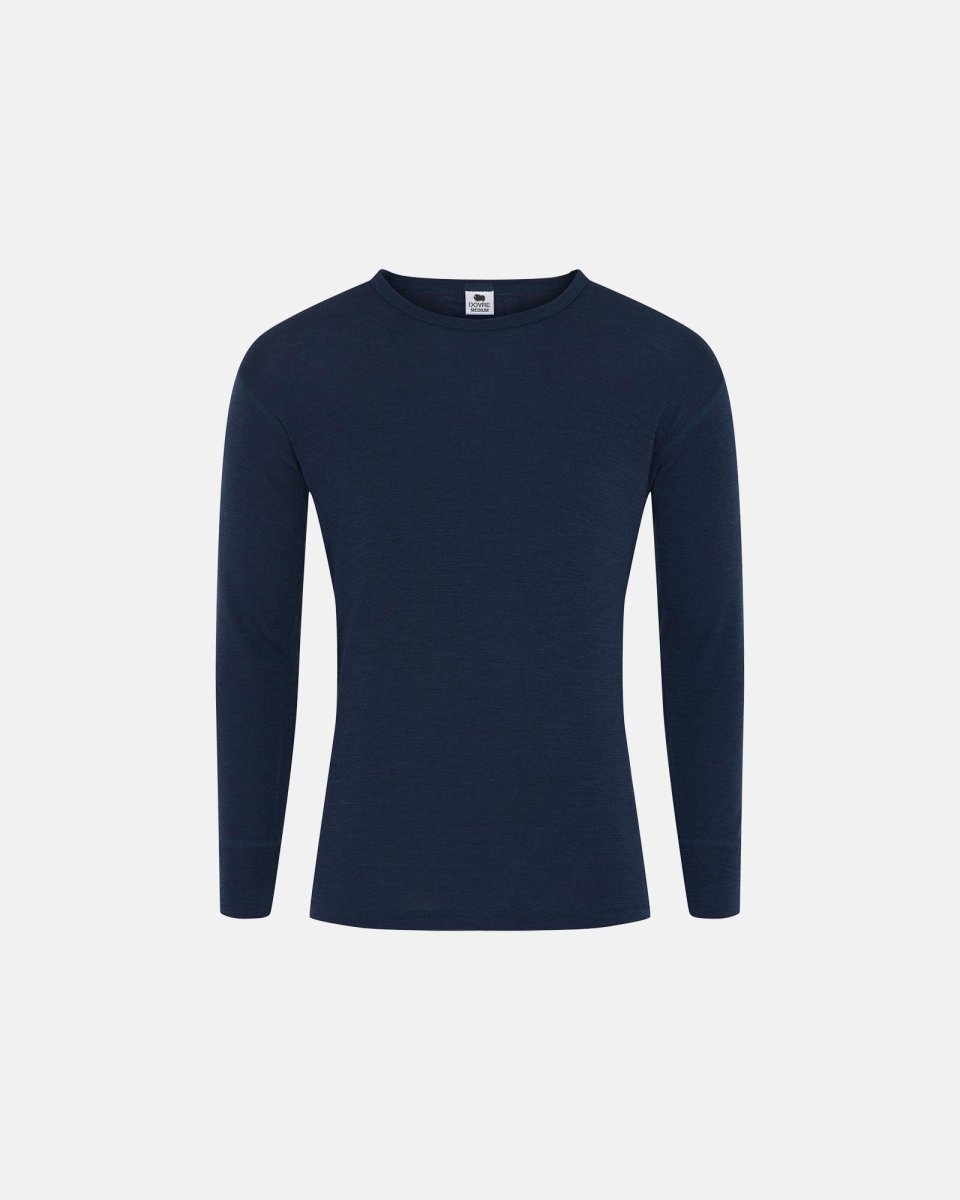 Dovre Langærmet t-shirt | 100% merino uld | Navy - S