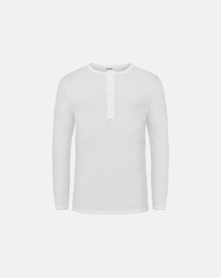 Langærmet t-shirt 'grandad', 100% økologisk bomuld, Hvid