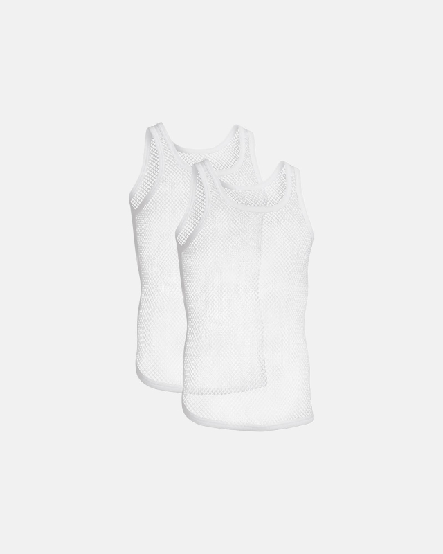 Tanktop net (mesh) 2-pak | 100% bomuld | Hvid