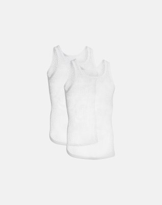 Tanktop net (mesh) 2-pak, 100% bomuld, Hvid