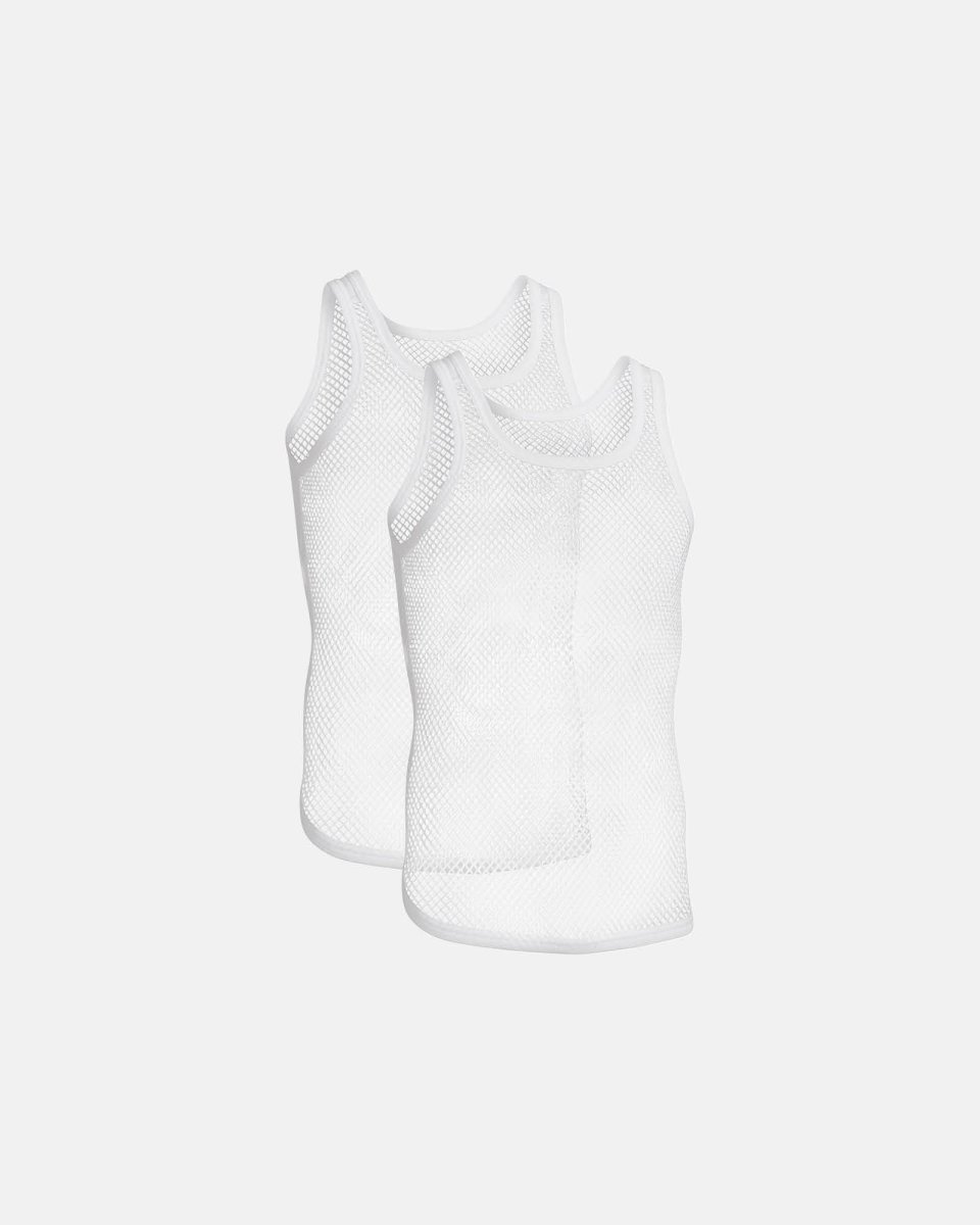 Resteröds Tanktop mesh 2-pak | 100% økologisk bomuld | Hvid - S