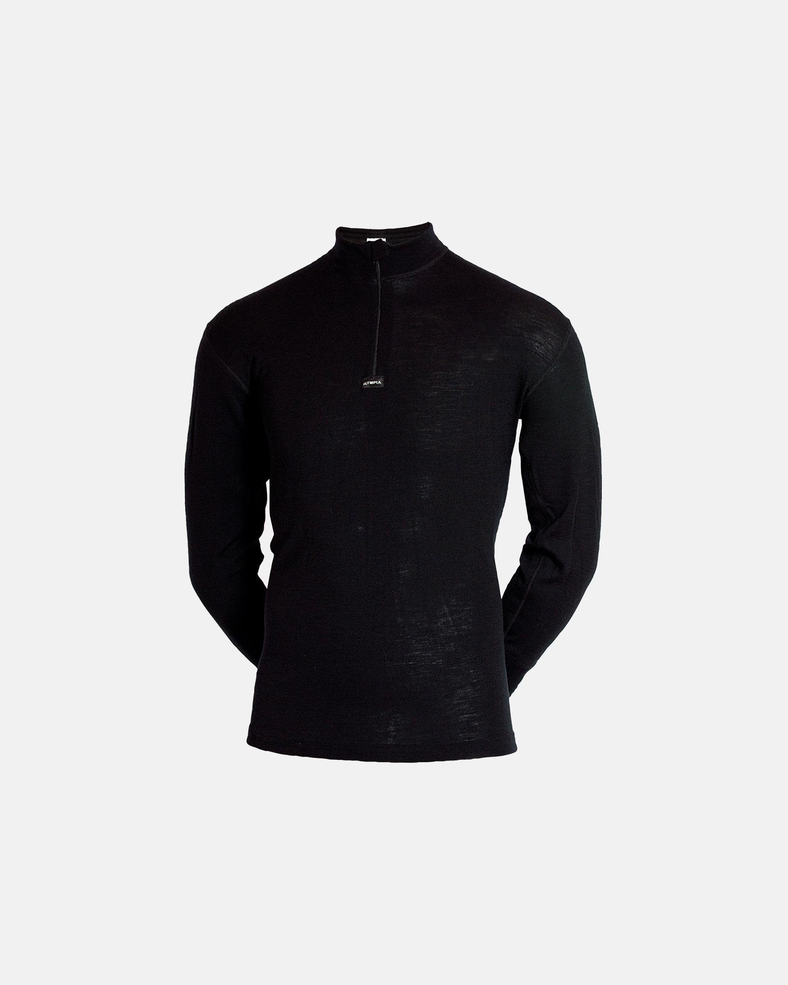 Langærmet undertrøje m. zip | 100% merino uld | Sort -Olympia Langærmet undertrøje m. zip | 100% merino uld | Sort -Olympia