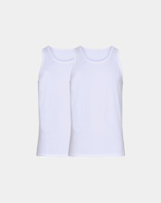 Tanktop (singlet), 2-pak, GOTS bomuld, Hvid