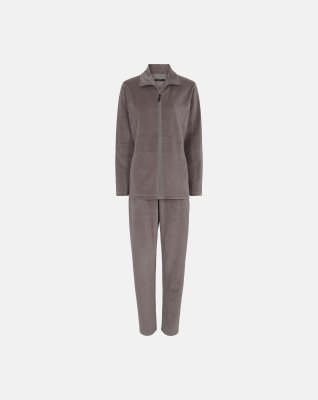 Pyjamas sæt i velour, Bomuld, Brun