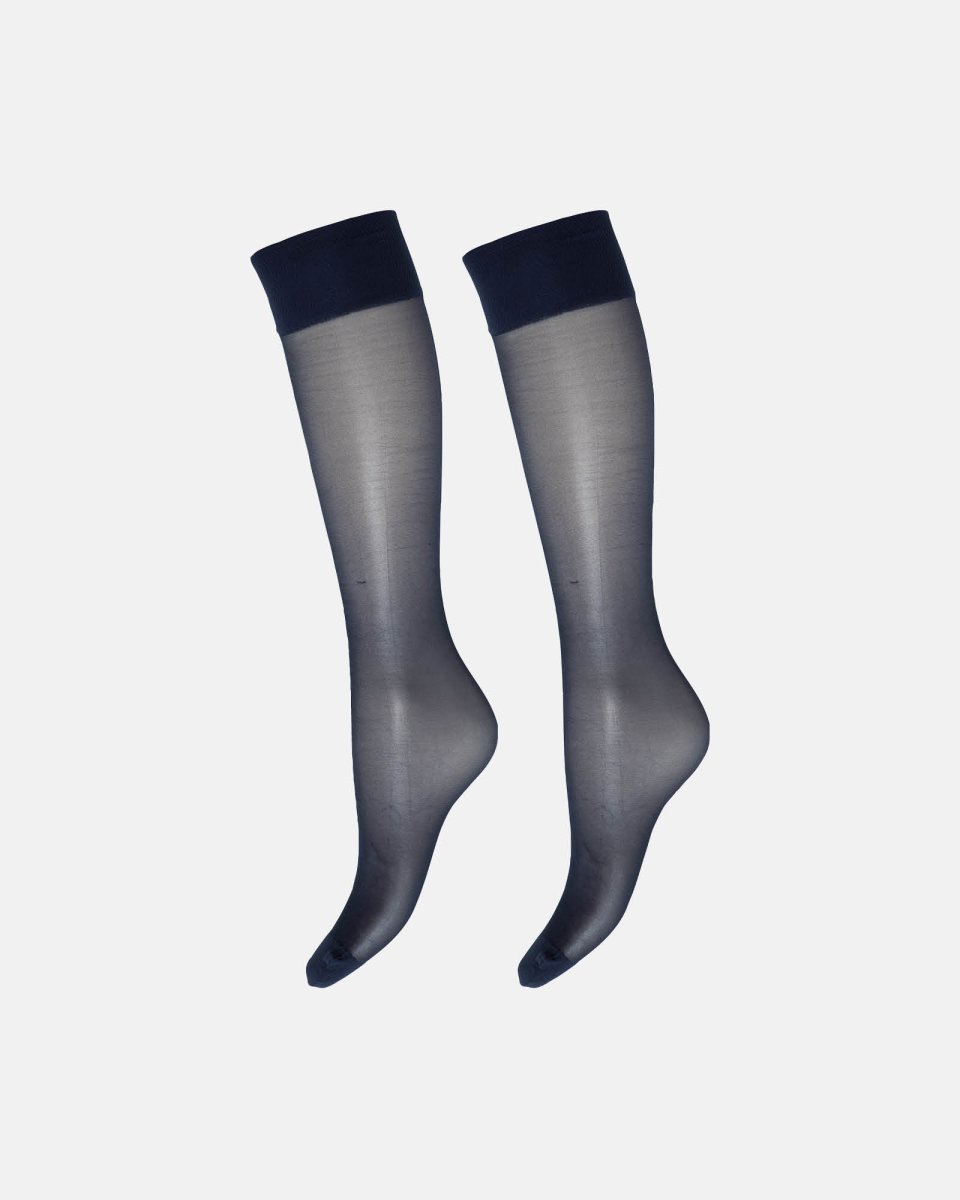 Decoy 2-pak 'Silk look' knælange strømper | 20 denier | blue iris - OSIZE